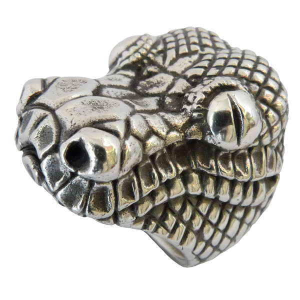 Tierring Python in 925/- Silber, in Wachs geschnitzt und gegossen